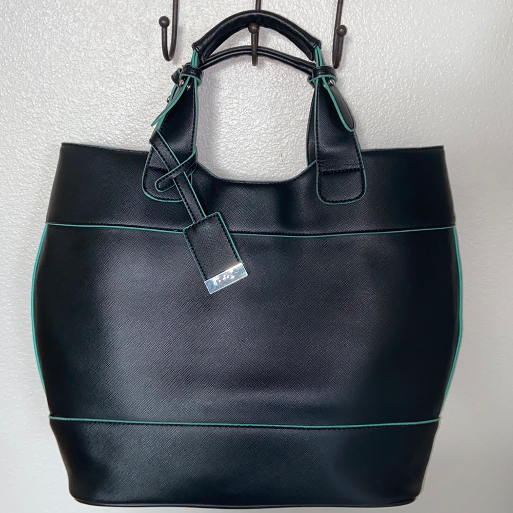 R + J Black Med Sized Bag - Excellent Condition w/Understated Turquoise Accent